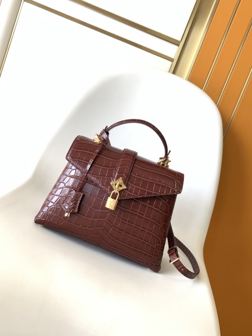 Louis Vuitton Rose des Vents Small Handbag Crocodile Embossed Leather 1 Louis Vuitton Rose des Vents Small Handbag Crocodile Embossed Leather