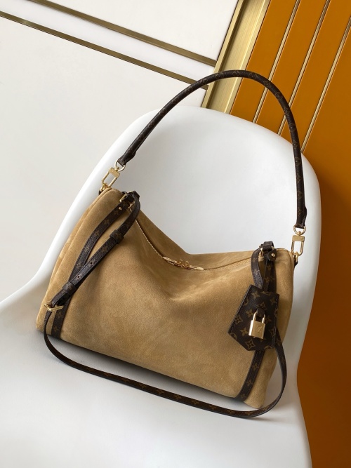 Louis Vuitton Express Sand Medium Bag with Monogram Canvas Trim 1 Louis Vuitton Express Sand Medium Bag with Monogram Canvas Trim