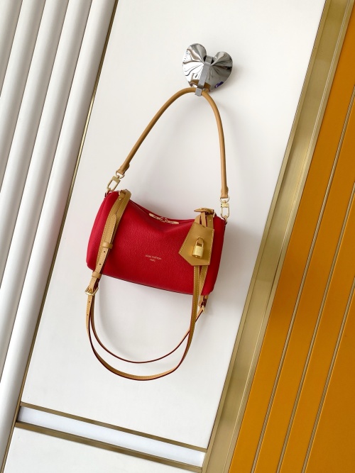 Louis Vuitton Express Small Handbag in Red Grained Leather with Lock Charm 1 Louis Vuitton Express Small Handbag in Red Grained Leather with Lock Charm