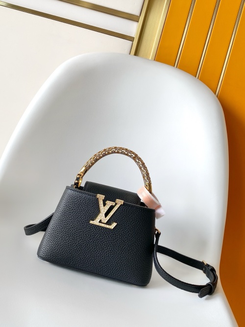 Louis Vuitton Capucines Mini Black Taurillon Leather Handbag with Rhinestone 1 Louis Vuitton Capucines Mini Black Taurillon Leather Handbag with Rhinestone