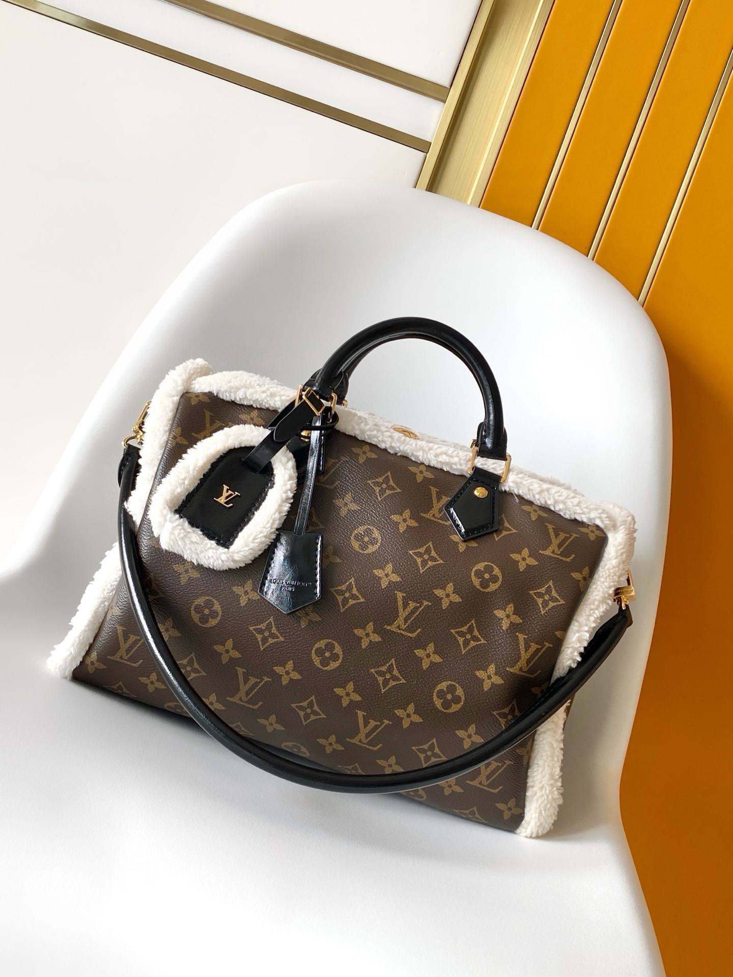 Louis Vuitton Speedy Soft 30 Teddy Handbag Monogram Canvas & Sheepskin