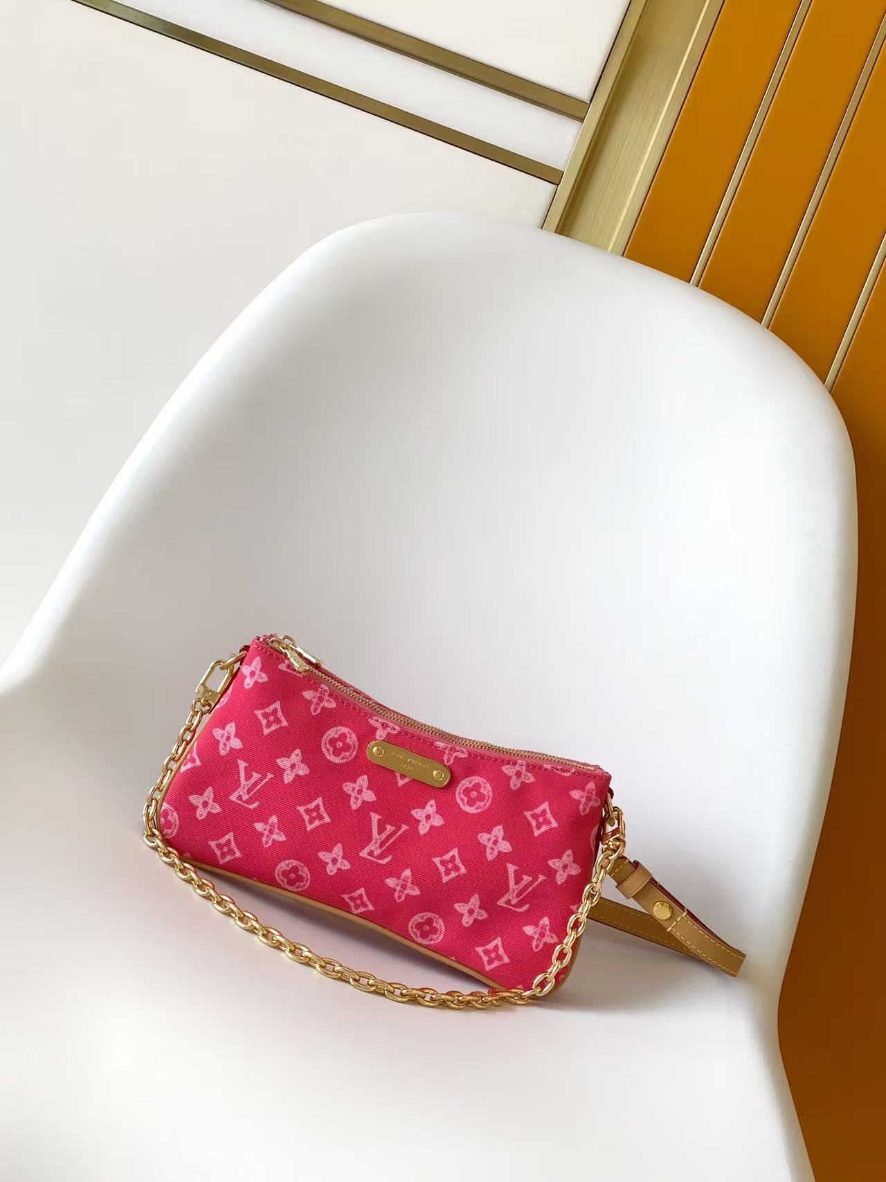 p410PM27719 rosa rojo M83532 M14159 top rosa original monograma nuevo denim Pochette Liv hecho de material que se ajust…