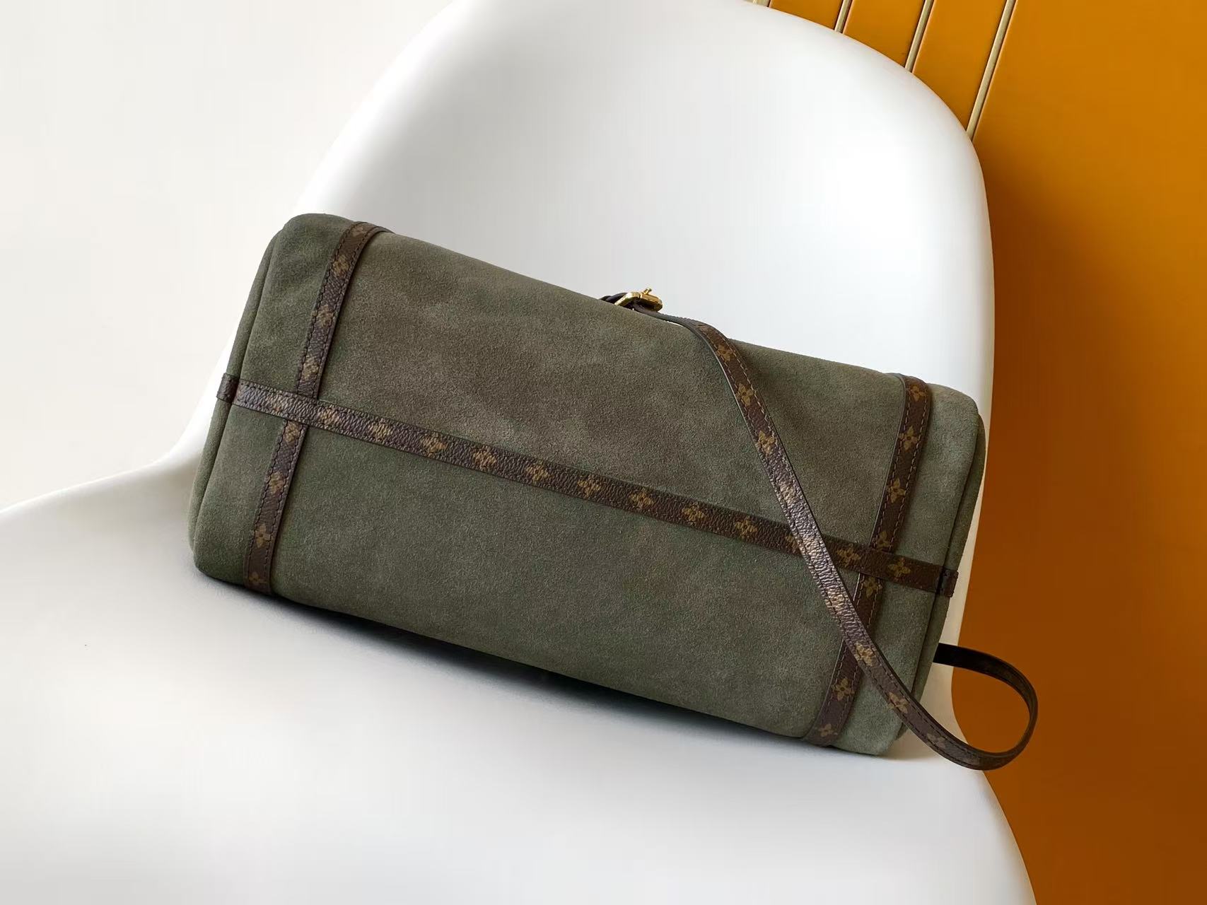 Louis Vuitton Green Monogram-Trim Hobo Bag