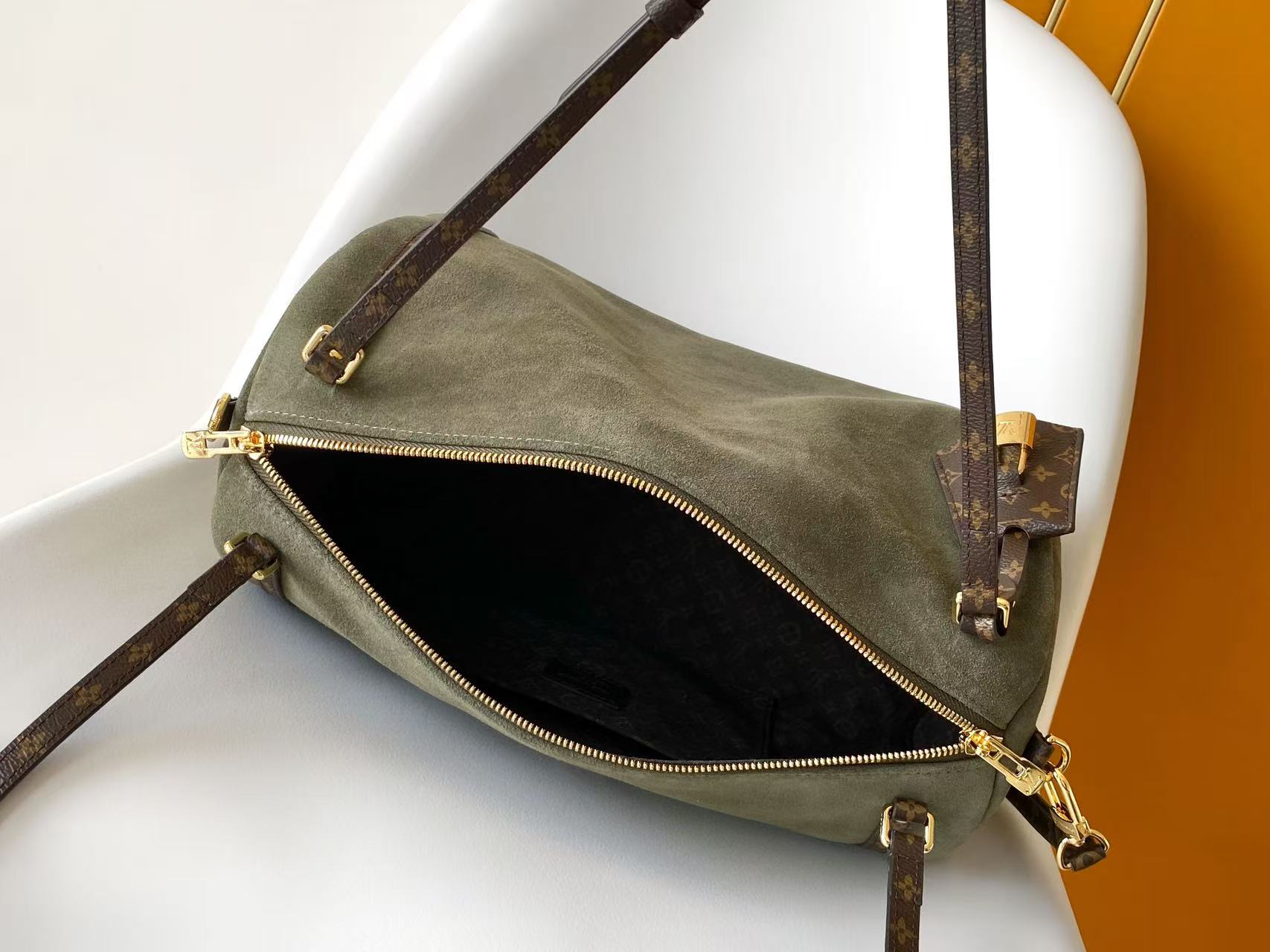 Louis Vuitton Green Monogram-Trim Hobo Bag