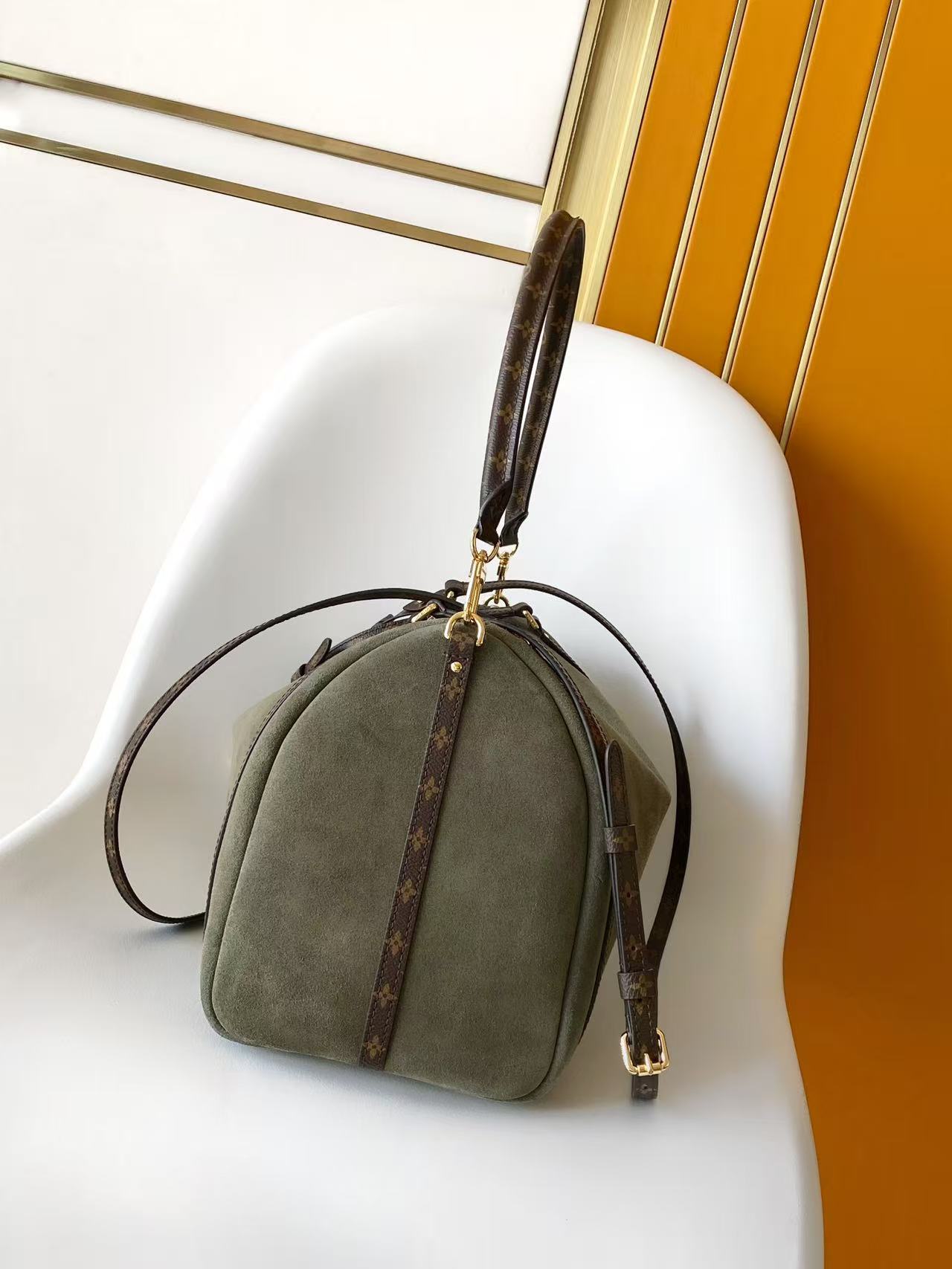 Louis Vuitton Green Monogram-Trim Hobo Bag