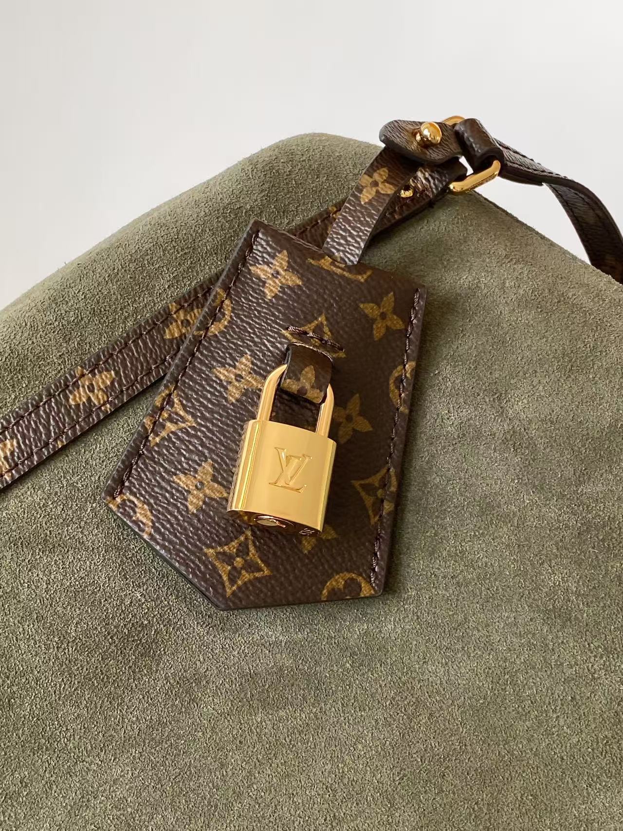 Louis Vuitton Green Monogram-Trim Hobo Bag