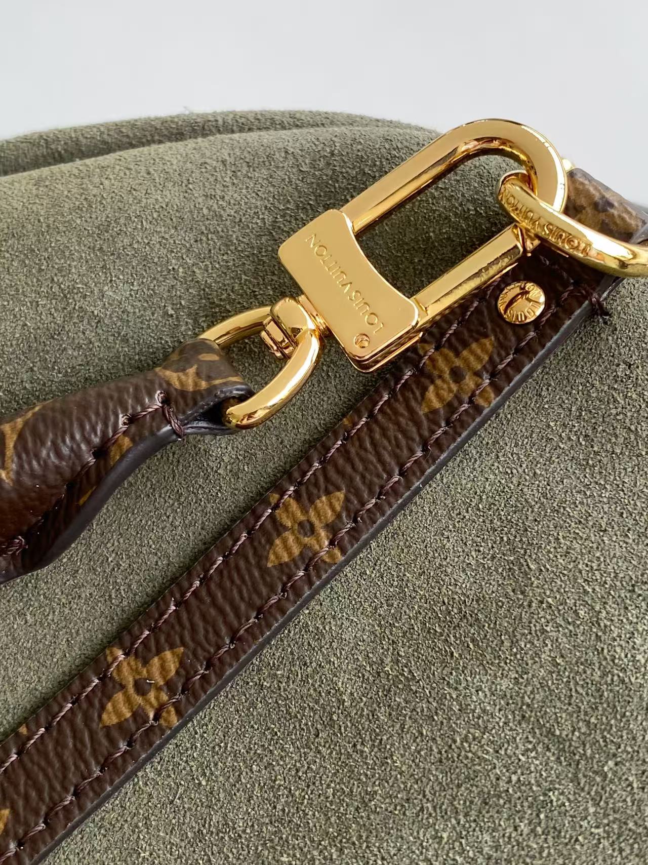 Louis Vuitton Green Monogram-Trim Hobo Bag