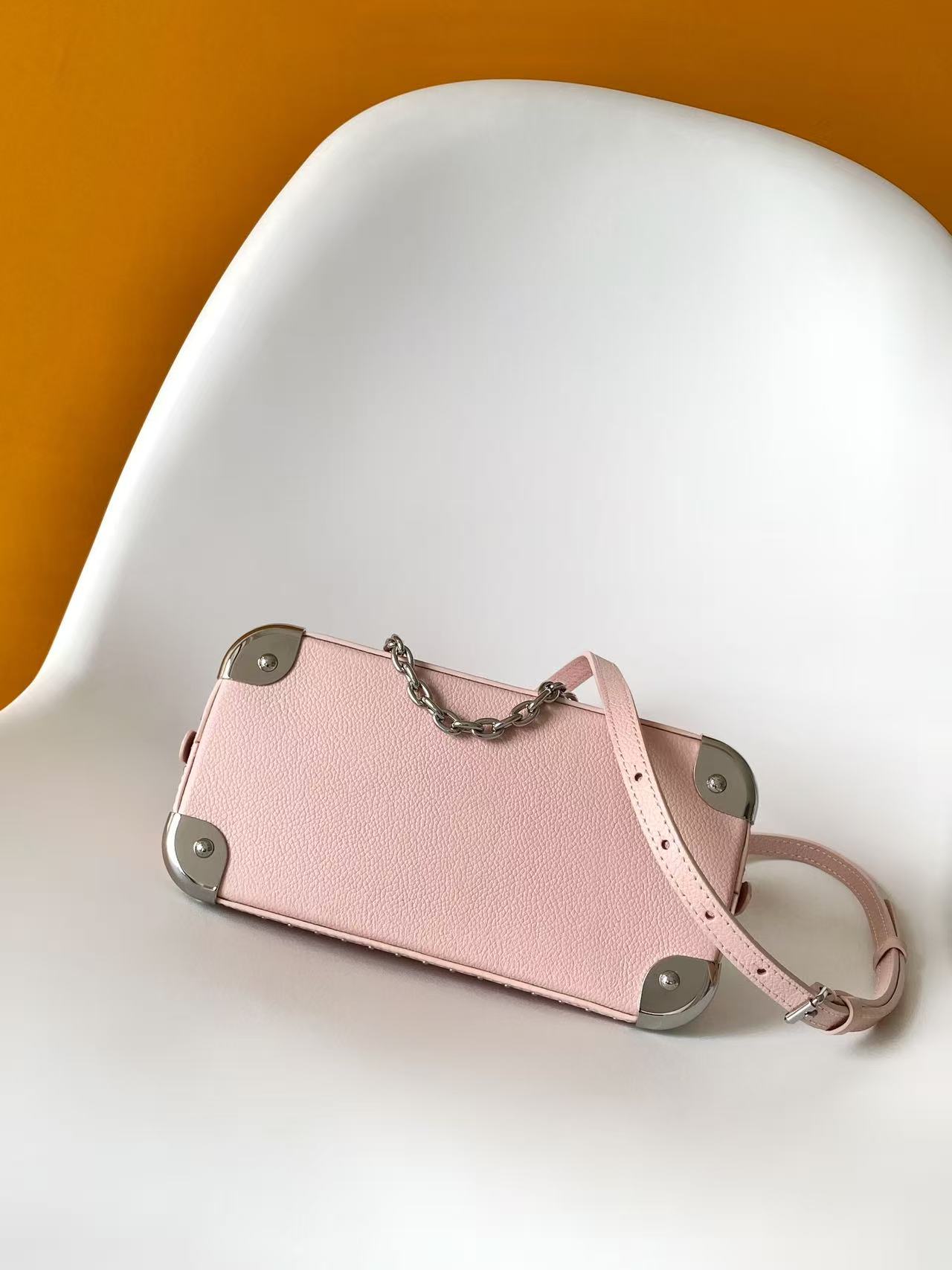 Pink Studded Chain Top-Handle Bag