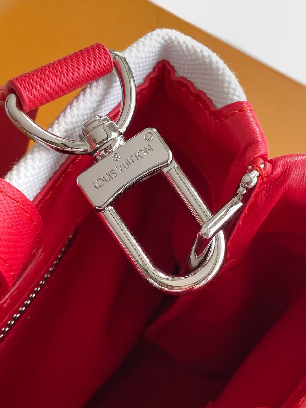 louis vuitton red mini shopper tote bag