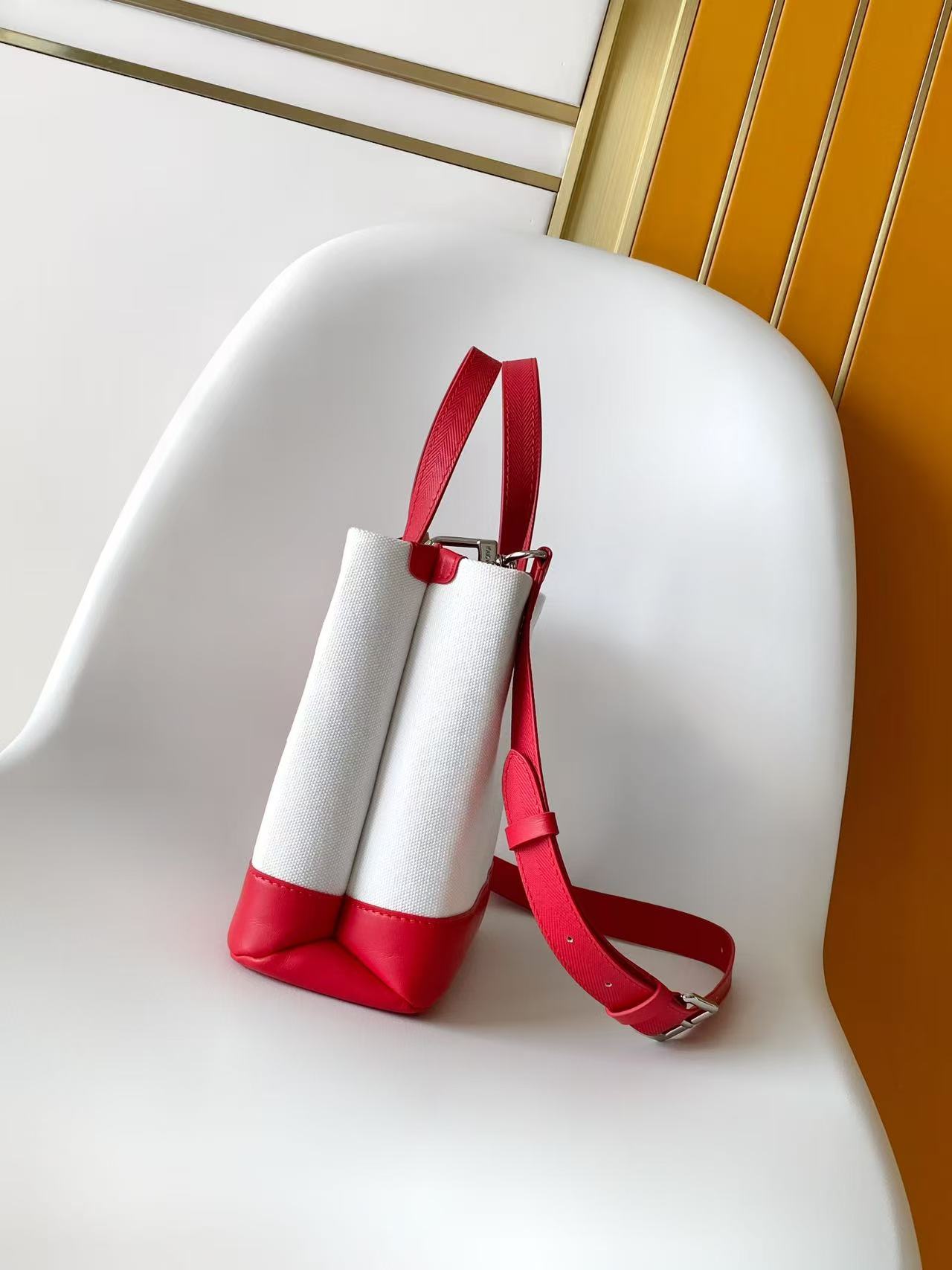 louis vuitton red mini shopper tote bag