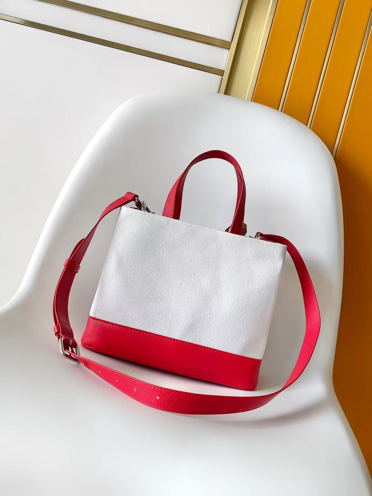 louis vuitton red mini shopper tote bag