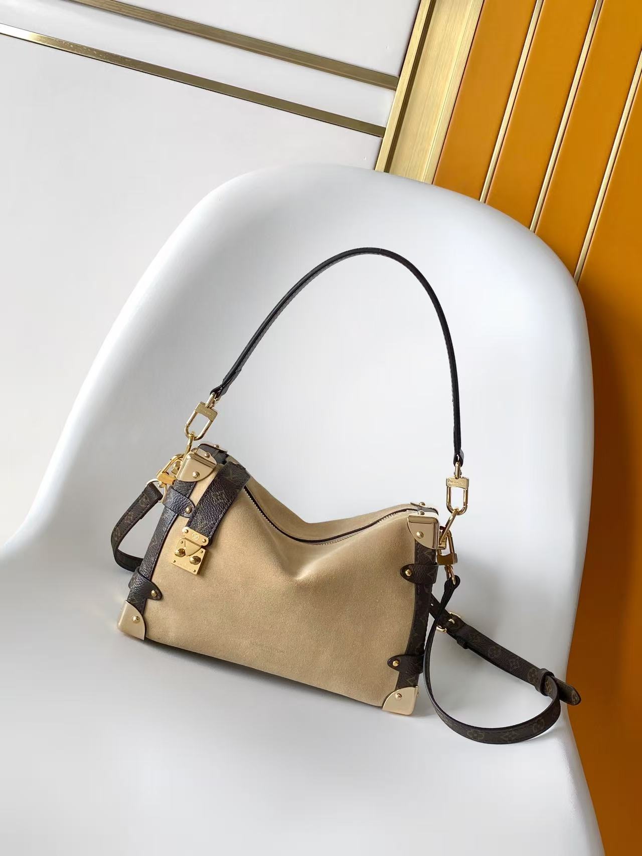 Gold-Tone Studded Shoulder Bag