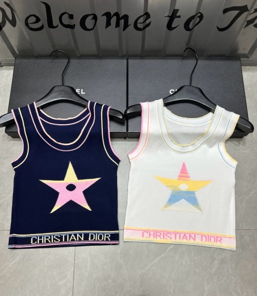 Dior Star Graphic Sleeveless Top, Gradient Knit, Summer Ice Silk Blend 1 Dior Star Graphic Sleeveless Top, Gradient Knit, Summer Ice Silk Blend