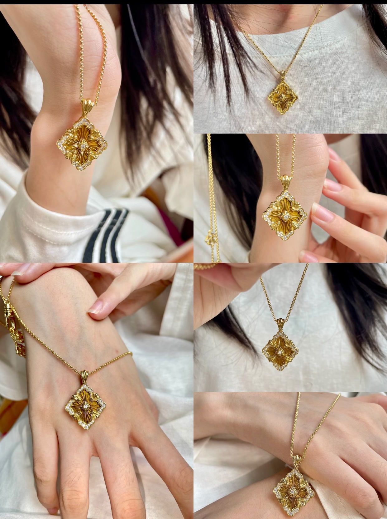 Collar de gran tamaño de Bucellati en oro V con ojo de tigre y diamantes, artesanía fina