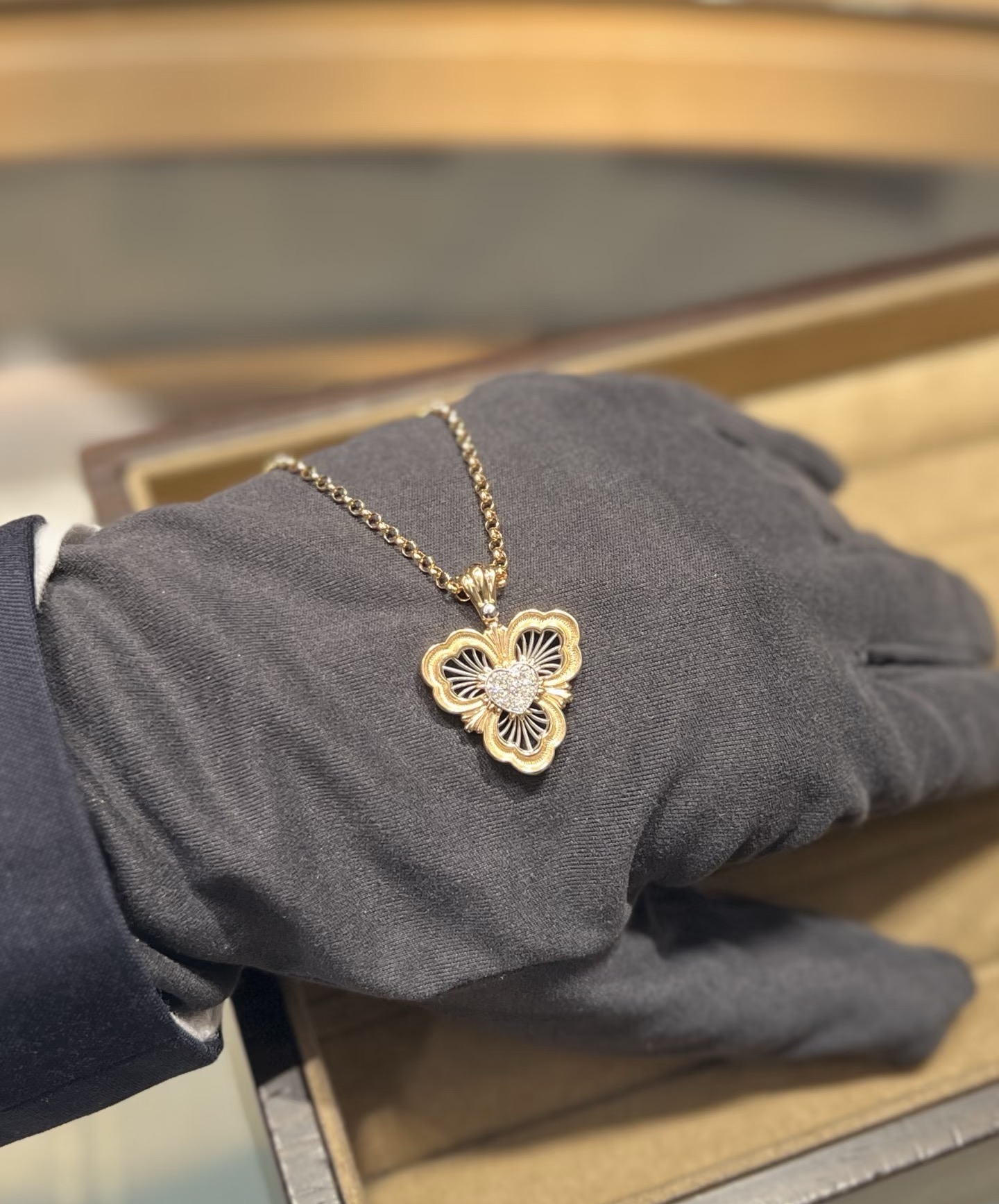 Buccellati V金材质对版精工布契拉提心心相印项链