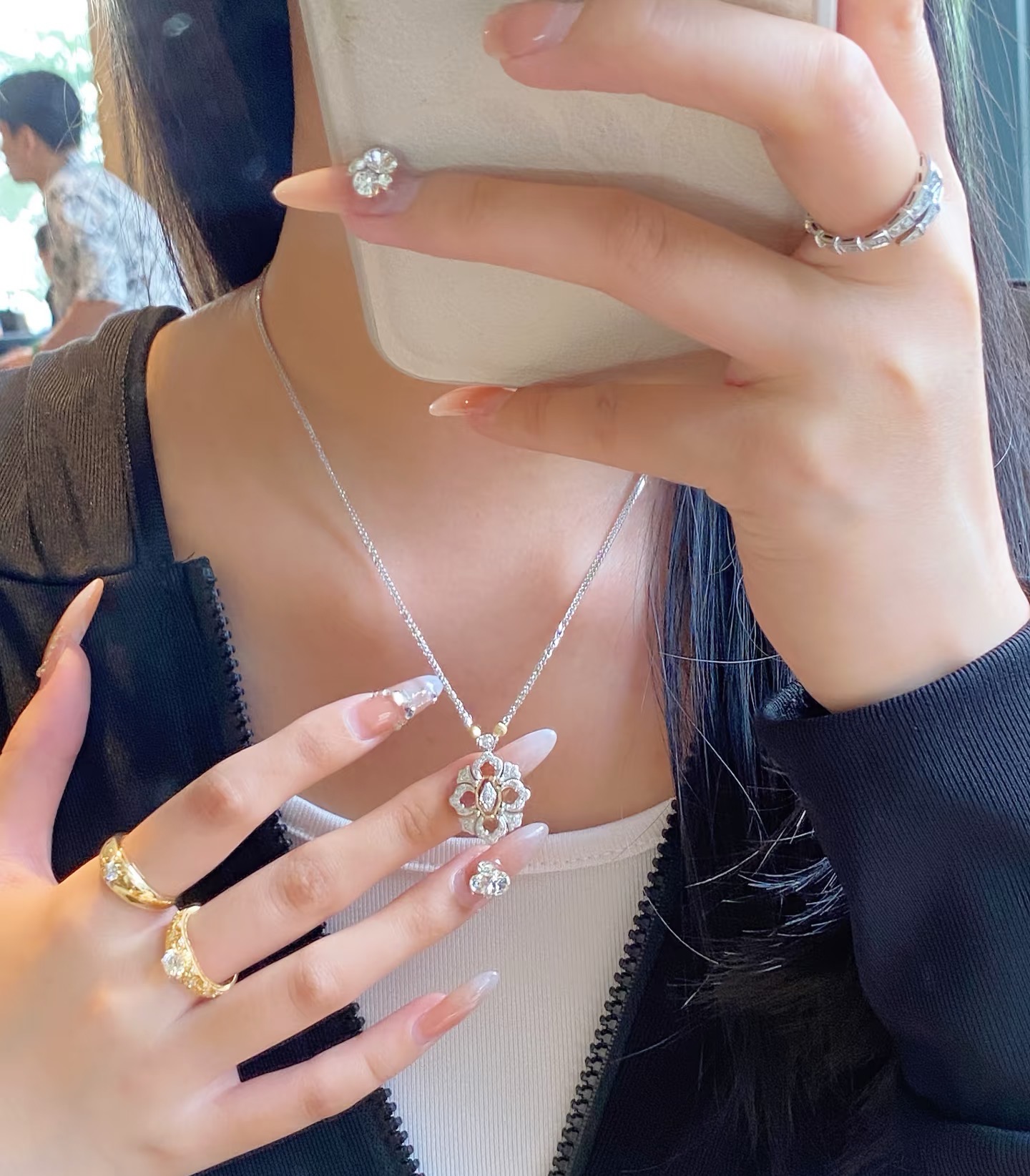 Buccellati V金材质 精工布契拉提满钻项链