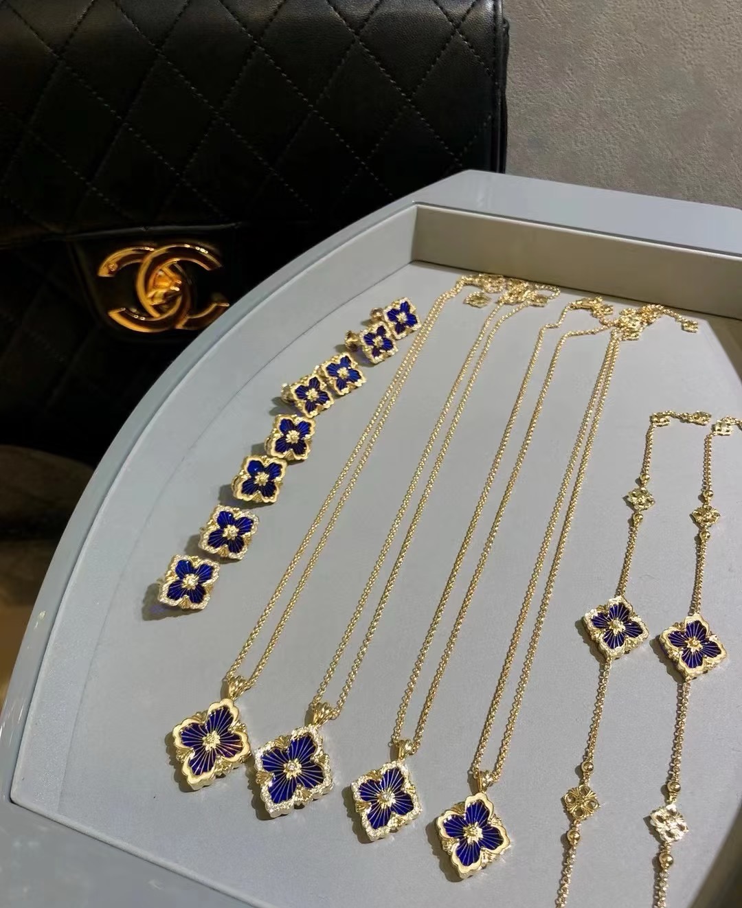 Buccellati V金材质 精工布契拉提蓝珐琅手链