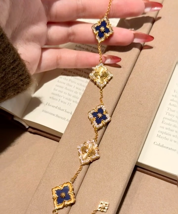 Buccellati V金材质 精工布契拉提蓝玛瑙间镭射手链