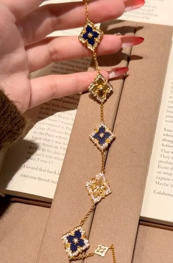 Buccellati V金材质 精工布契拉提蓝玛瑙间镭射手链
