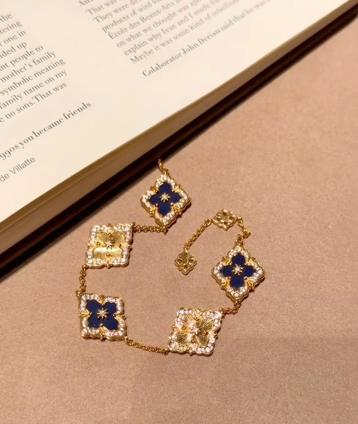 Buccellati V金材质 精工布契拉提蓝玛瑙间镭射手链