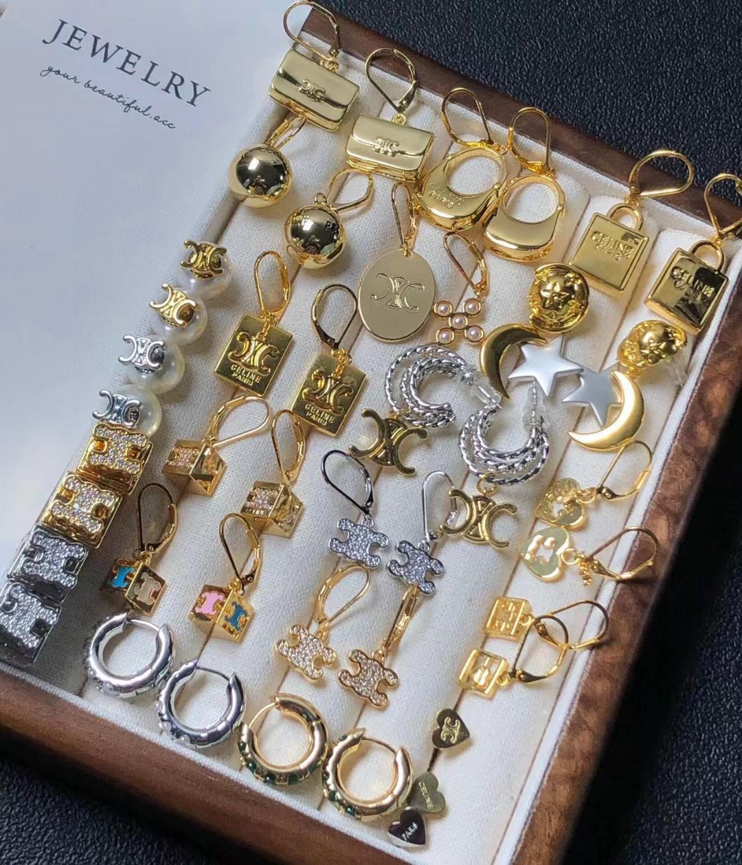 Celine Pack of 3 Hair Ties: Assorted Widths in Neutral Tones with Logo Tab 13 a1727341118067 8121