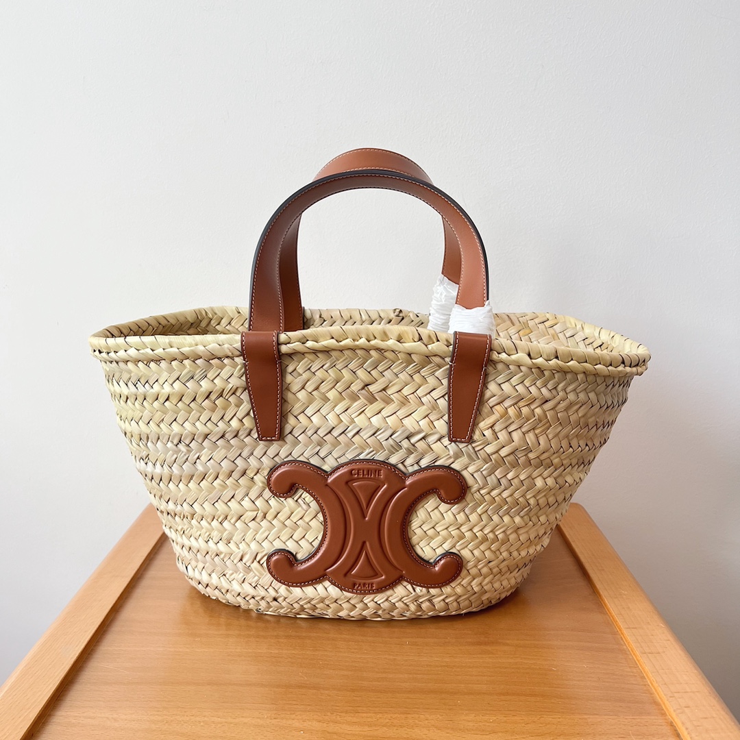 Celine Bags Handbags Weave Cowhide Raffia Triomphe