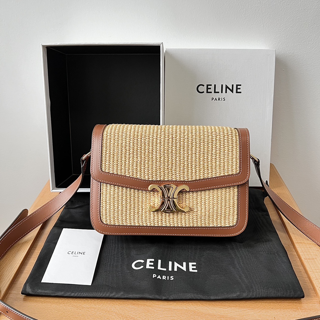 【🌴 Series de tissage】 Céline triomphe arc de triomphe teen box 💕new arc de triomphe partager ～ Nouvelle série de style de style de vacances limité sans rotin + peau de molle Crossbody  / Hand Tolding Match STOCHDER ALIGNABLE ARRIVITÉ SONT PLUSSATIL