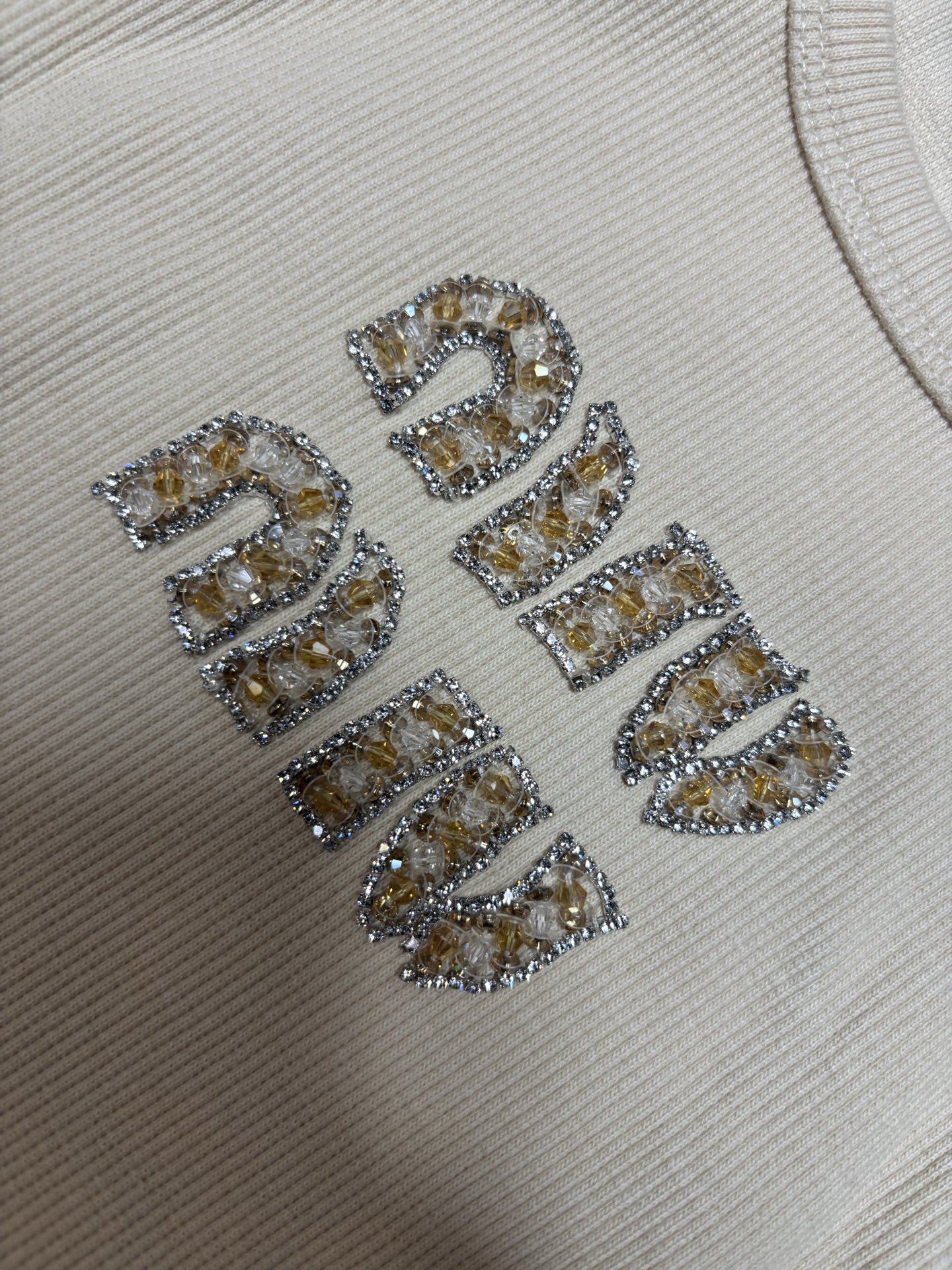 Miu Miu Beige Tank Top with Crystal Logo - Women's Sleeveless Shirt 6 i1744444131947 579 0 4