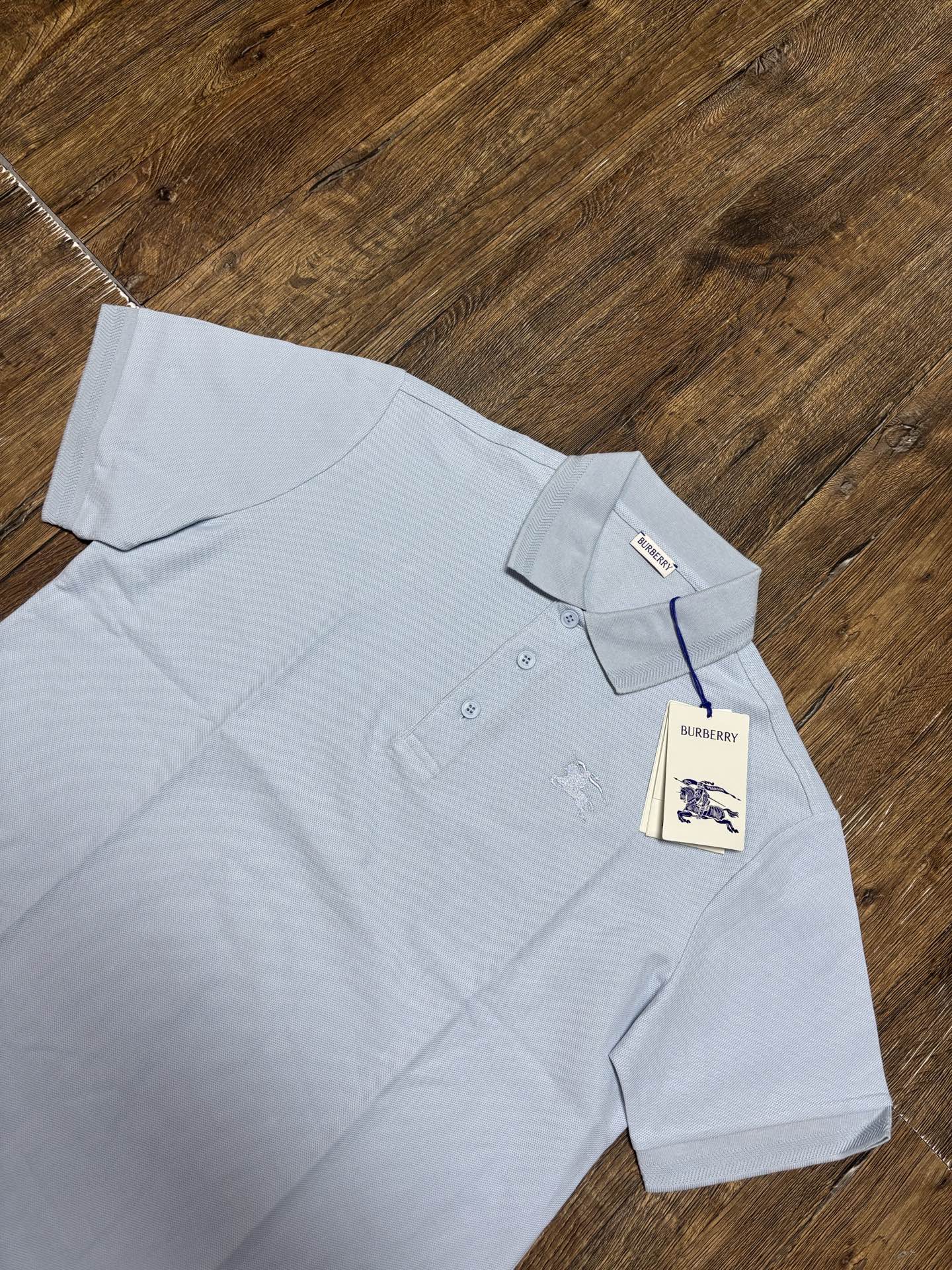 Burberry Men's Gray Polo Shirt with Embroidered Horse Logo, Short Sleeve 5 i1747125113488 1349 0 3