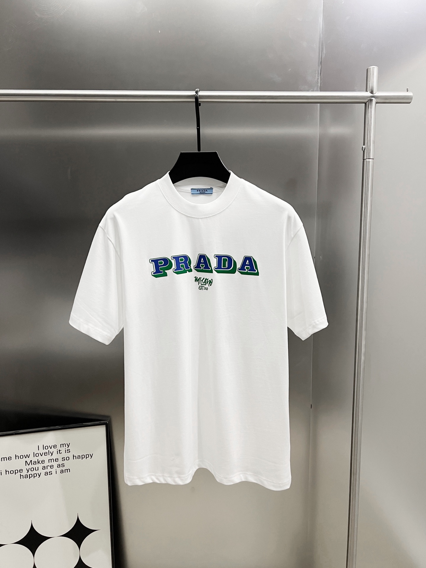 Prada Milano Logo T-Shirt Unisex Short Sleeve Cotton Tee
