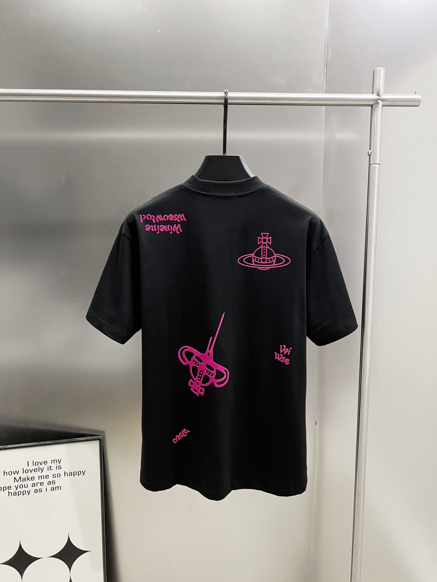 Vivienne Westwood 2025 Spring/Summer Black T-Shirt with Pink Logo Print