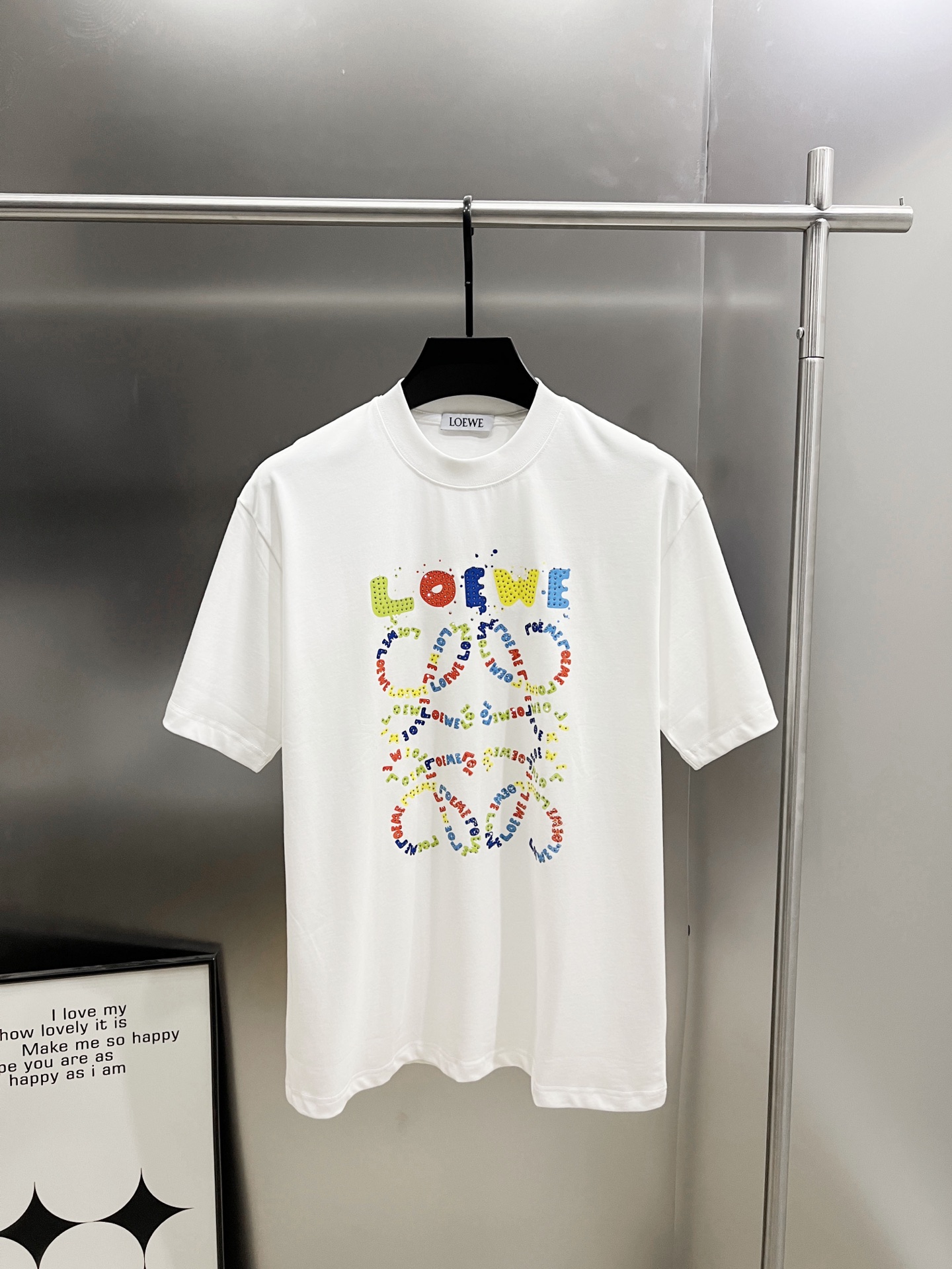 LOEWE Round Neck Short Sleeve T-Shirt with Colorful Logo Print