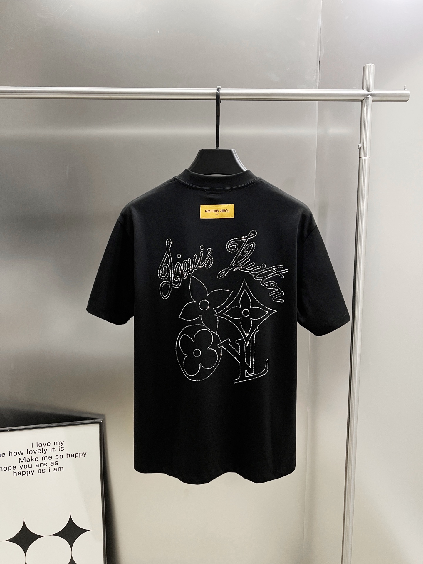 Louis Vuitton Rhinestone Logo Tee - Double-Knit Cotton, Unisex Design