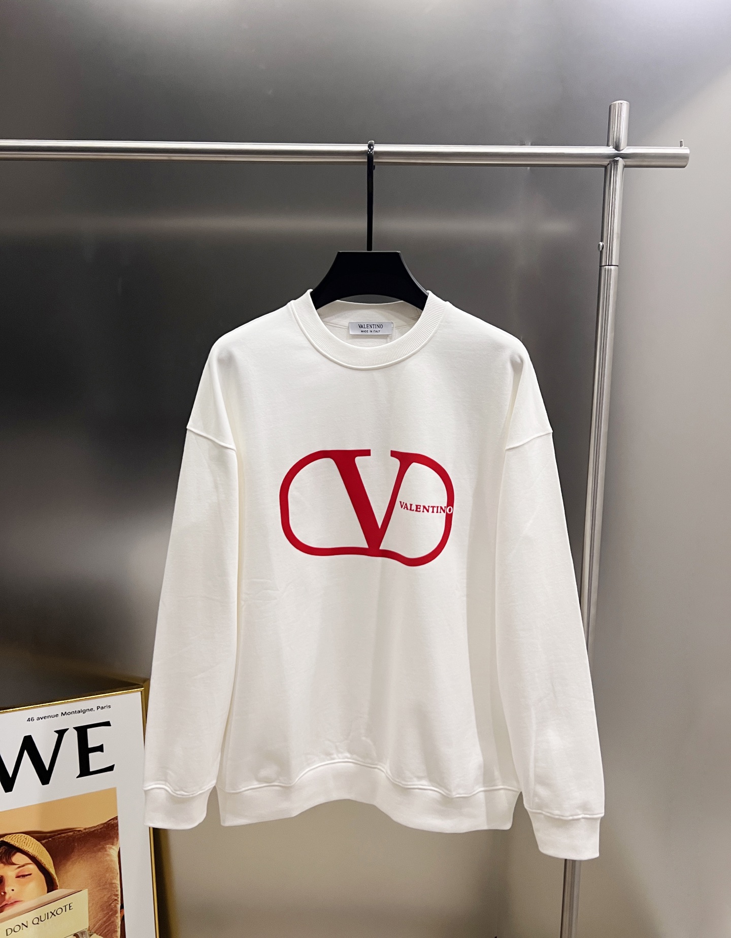 Valentino 2025 White Cotton Long Sleeve Sweatshirt with Logo