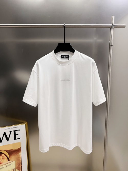Balenciaga 2025 Unisex Rhinestone Logo T-Shirt - Short Sleeve, Round Neck