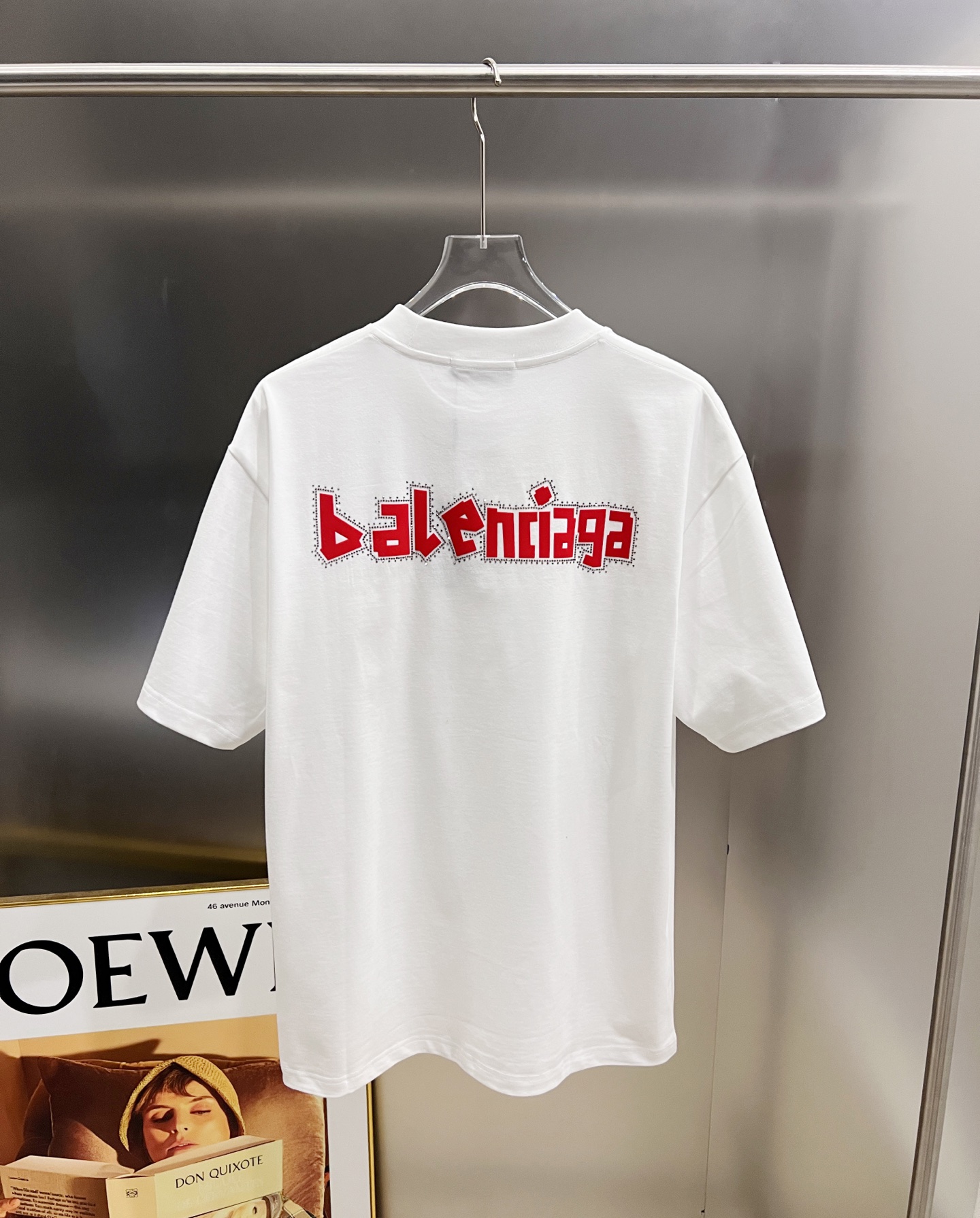 Balenciaga BAL 巴黎世家 2025秋冬新款 短袖T恤 logo印花+烫钻工艺 宽松版 S M L XL XXL 五个码 颜色：黑色 白色 安哥拉红