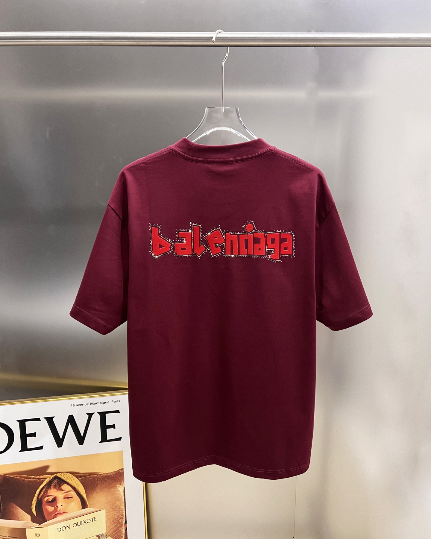 Balenciaga BAL 巴黎世家 2025秋冬新款 短袖T恤 logo印花+烫钻工艺 宽松版 S M L XL XXL 五个码 颜色：黑色 白色 安哥拉红