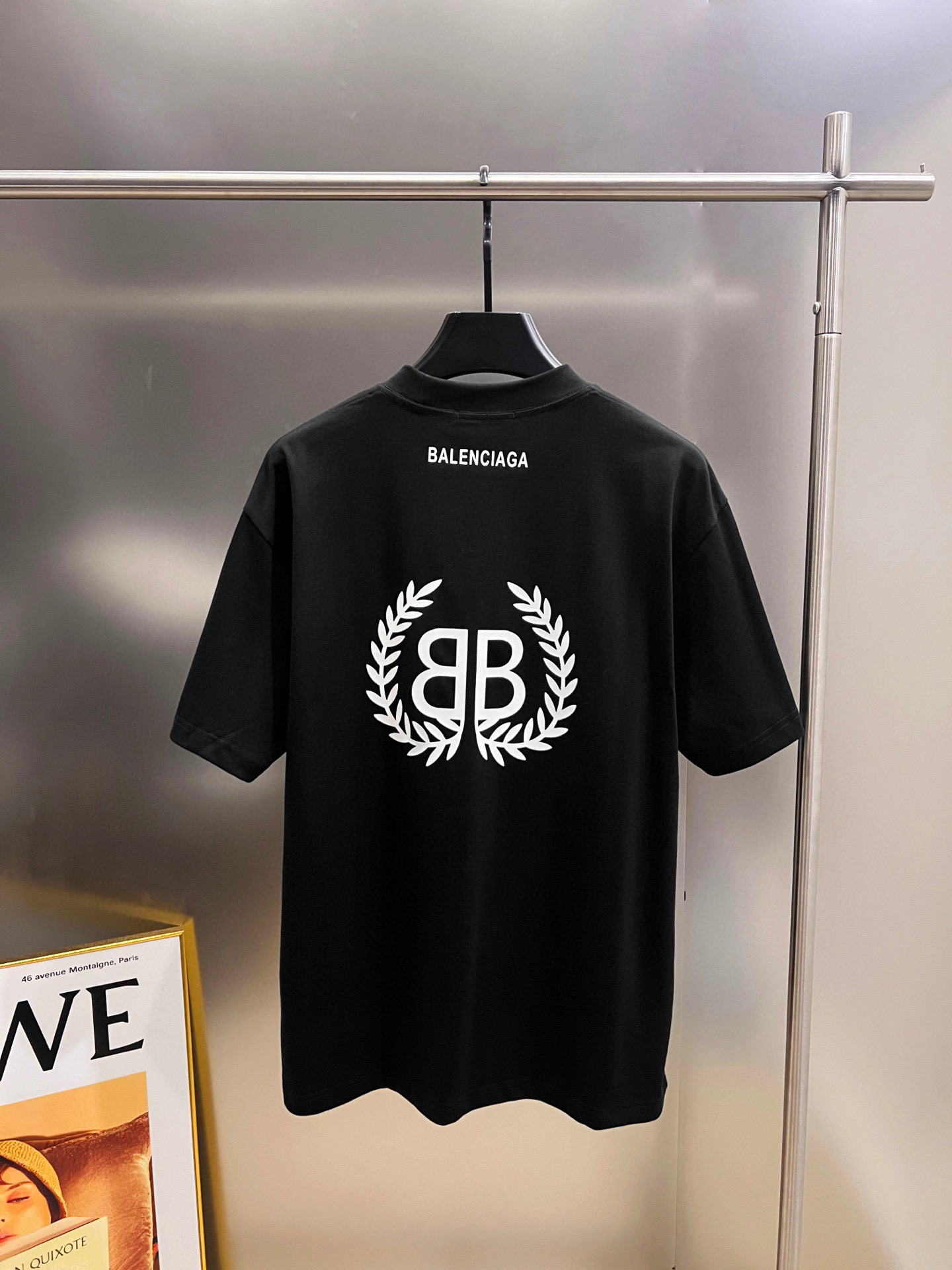 P80 BAL Paris 2026 primavera-verano nueva camiseta de cuello redondo de manga corta, con tecnología de película de letr…