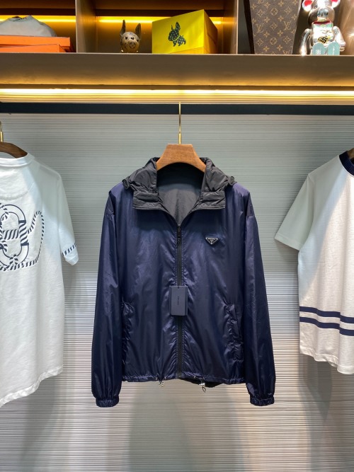 Prada Re-Nylon Windbreaker Jacket Detachable Hooded, Classic Logo Badge 1 Prada Re-Nylon Windbreaker Jacket Detachable Hooded, Classic Logo Badge