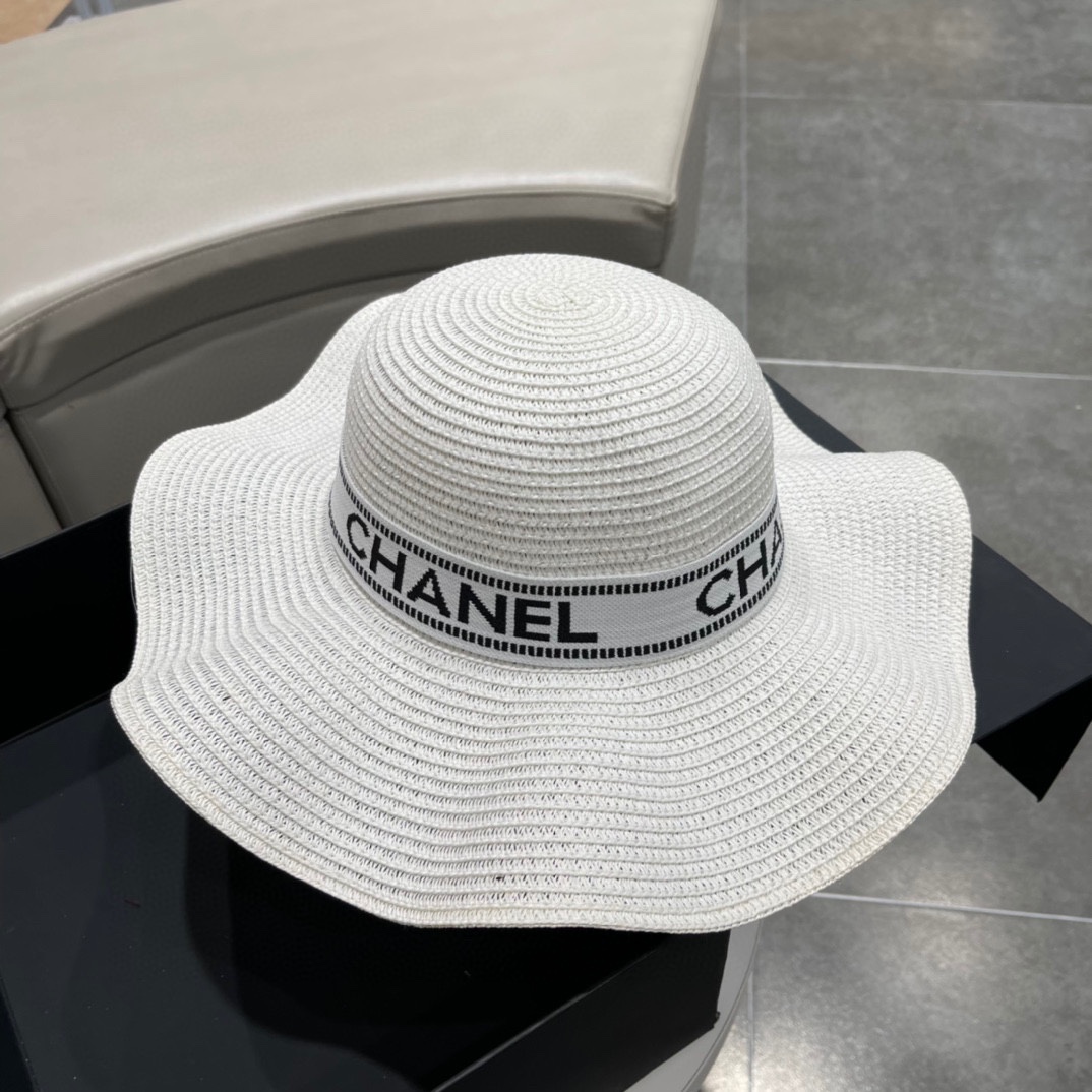 【CHANEL Chanel】Nuevo sombrero de paja estilo coreano ondulado para el verano 2024 🤩 estilo playero, simple y elegante,…