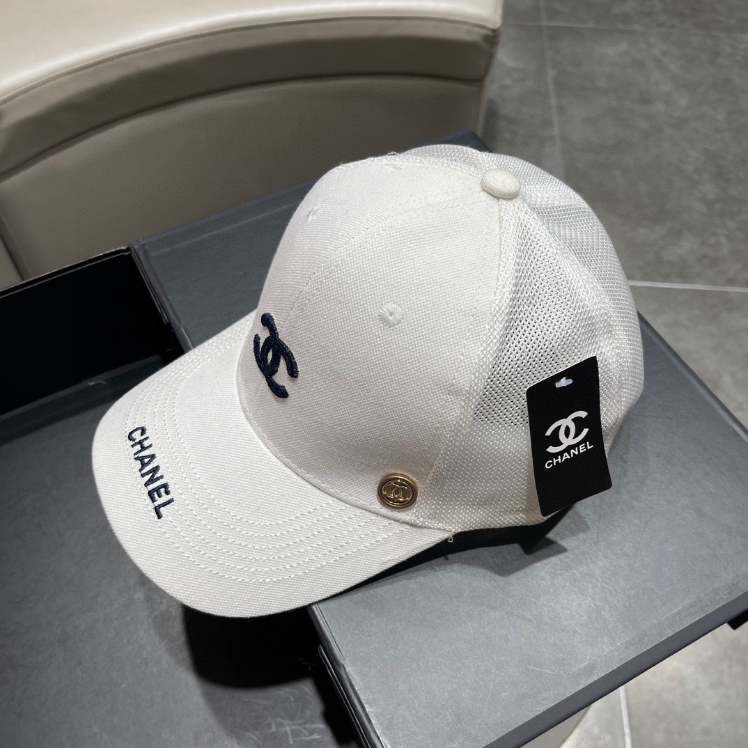 CHANEL, gorra de béisbol con visera, estilo simple y versátil, bordado con doble C, bonito y con textura, versátil y ju…