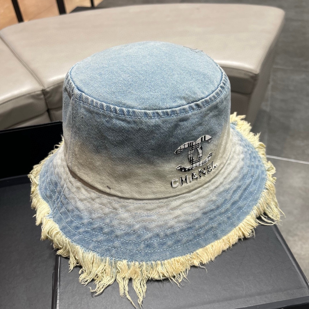 💛【CHANEL】Nuevo 2024 primavera, sombrero de pescador vaquero para hombre y mujer, estilo desgastado, muy fácil de combi…