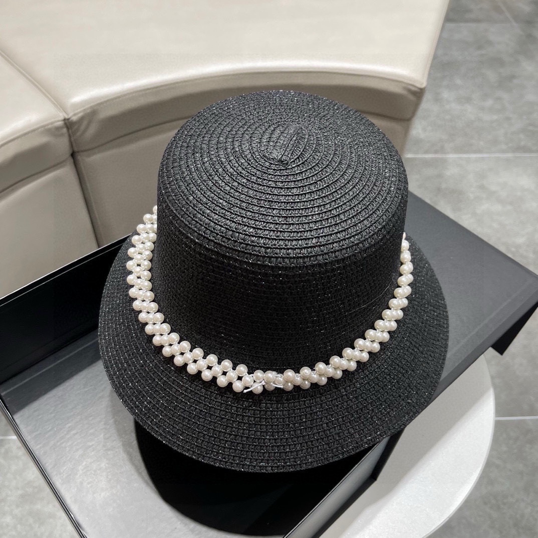 Sombrero de paja de Chanel, nuevo modelo, estilo dama elegante, forma bonita, circunferencia de cabeza 57cm, sombreros:…