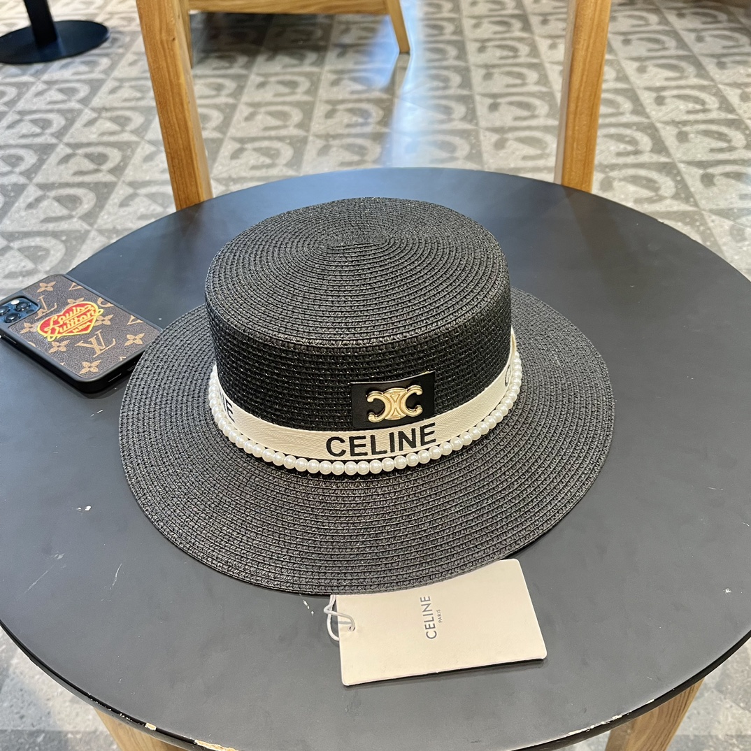【CELINE Celine】 2024 nuevo estilo sombrero de paja simple de marca grande, primera opción para la playa en verano ~ mat…