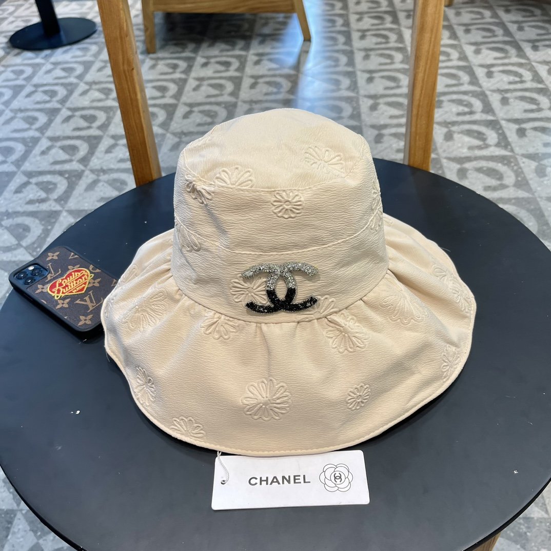 Chanel香奈儿2024新款大沿折叠款遮阳渔夫帽简约大气小香风遮阳效果一绝随意折叠都不会变形