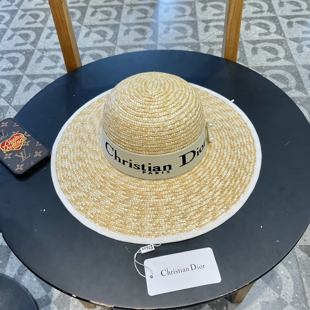Sombrero de paja de trigo oficial nuevo de Chanel, fabricado con alta densidad, un sombrero de paja con mucho gusto, ¡p…