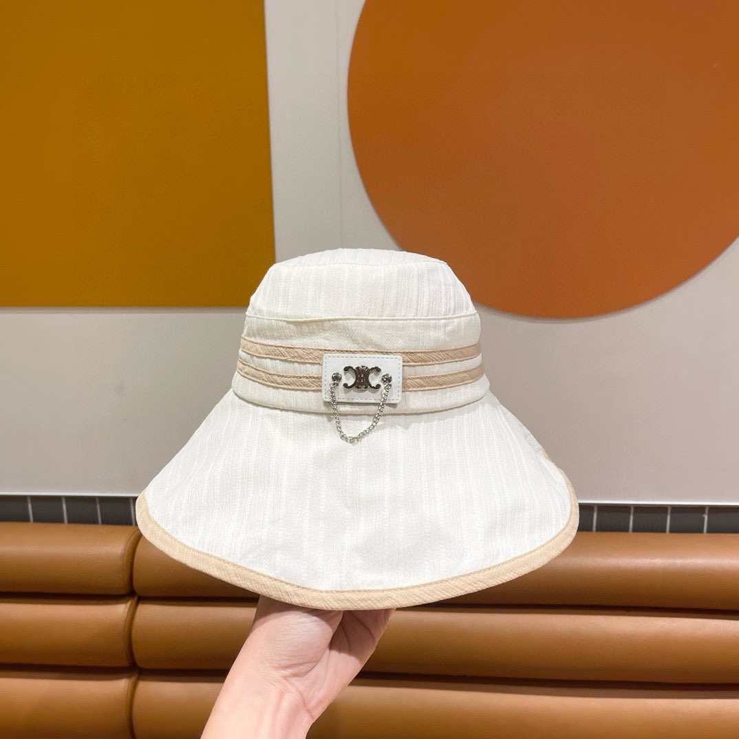  CELINE赛琳新款渔夫帽女春夏季出游大檐防紫外线遮阳帽韩版蝴蝶结太阳帽 