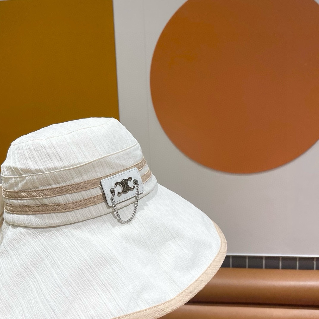  CELINE赛琳新款渔夫帽女春夏季出游大檐防紫外线遮阳帽韩版蝴蝶结太阳帽 