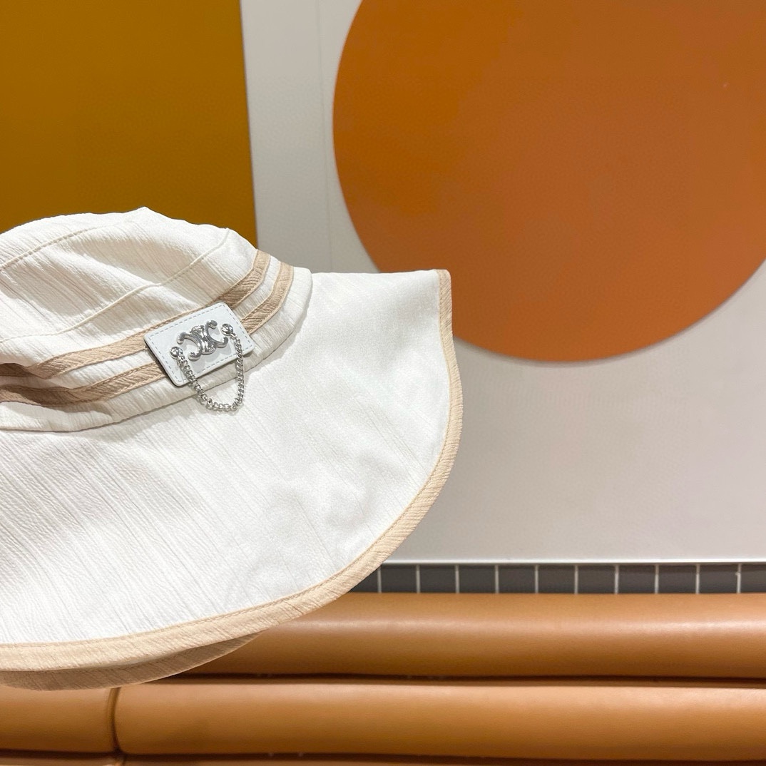  CELINE赛琳新款渔夫帽女春夏季出游大檐防紫外线遮阳帽韩版蝴蝶结太阳帽 