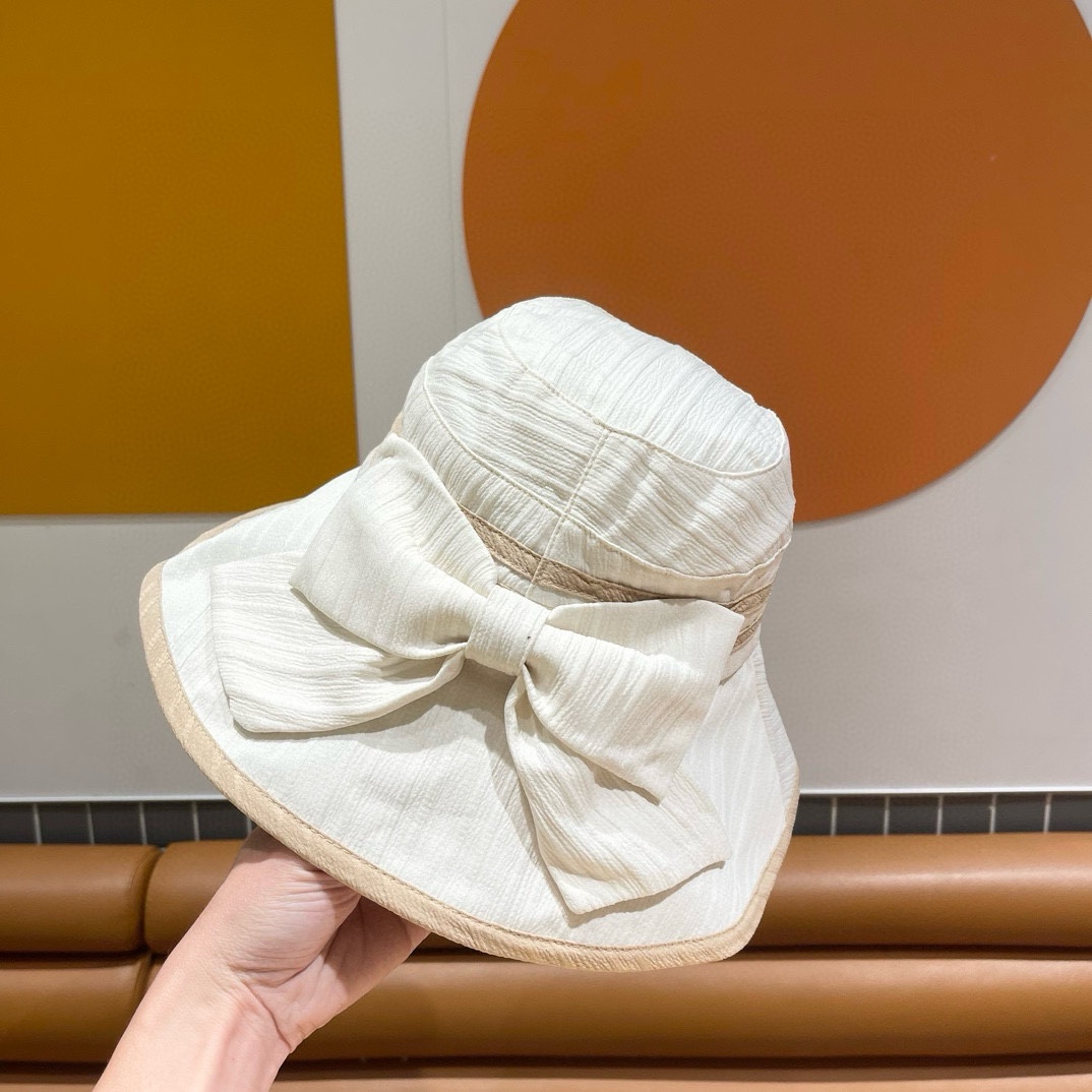  CELINE赛琳新款渔夫帽女春夏季出游大檐防紫外线遮阳帽韩版蝴蝶结太阳帽 